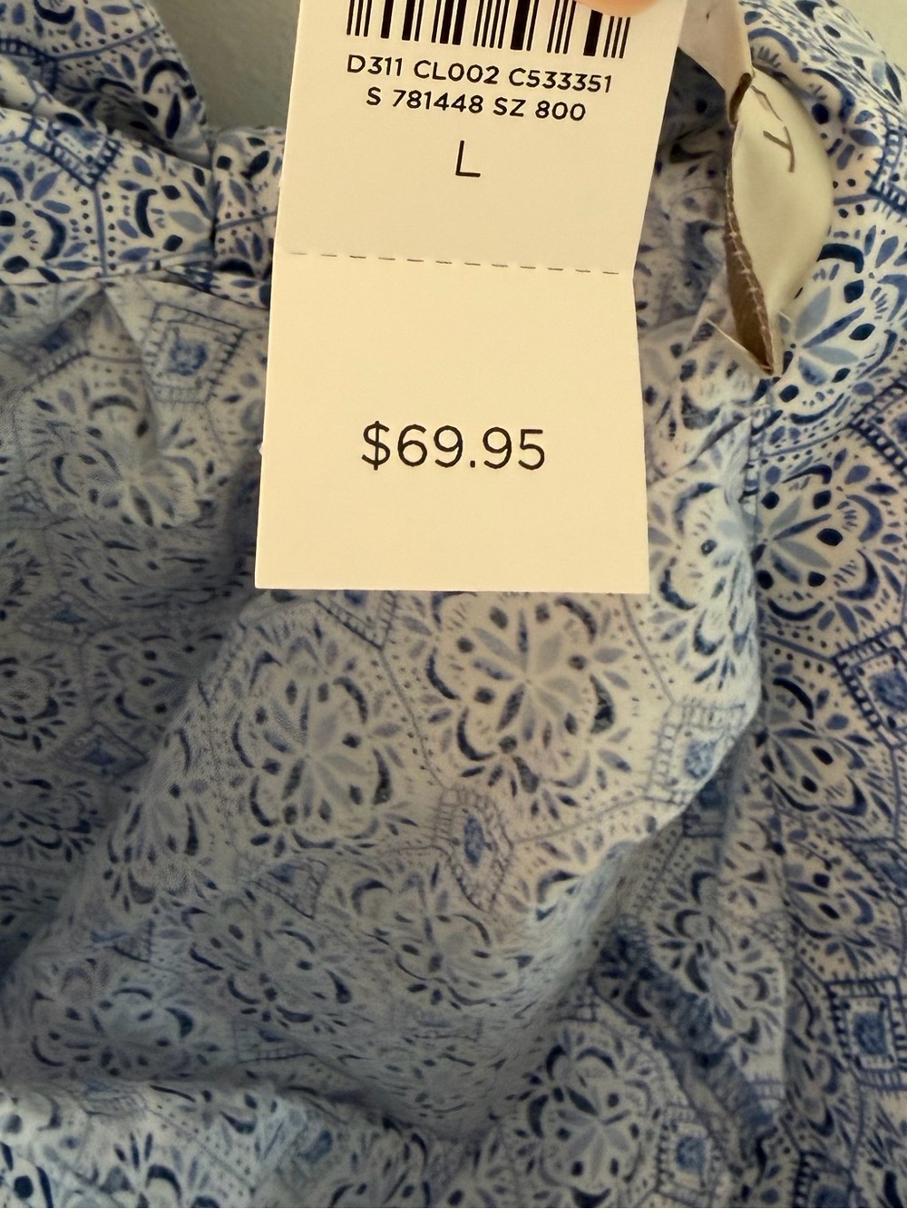 LOFT Mosaic Blue and White Floral Print Tie Back Tank - Picture 5 of 7